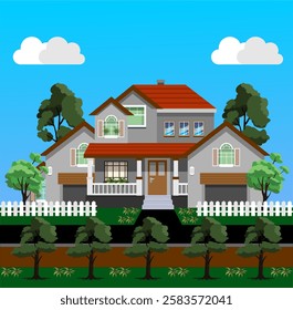 Animated house design vector and illustration