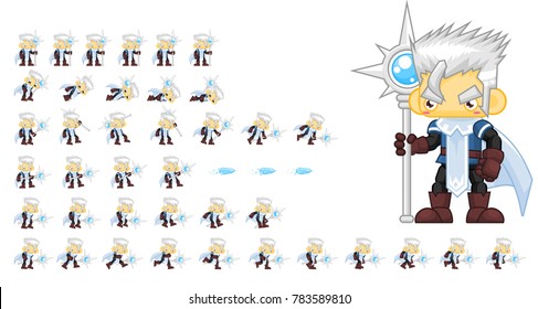 Animated ice mage character for fantasy video games