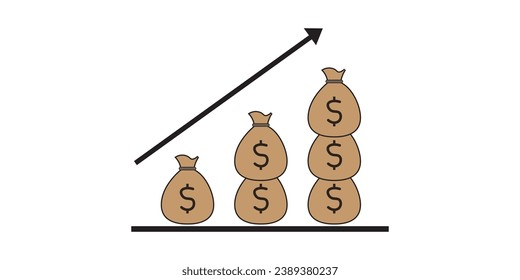 Animated illustration of Statistic Curve with arrow growing up showing profit goal on good business.