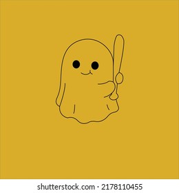 Animated Image Of Ghost Icon Holding A Baseball Bat