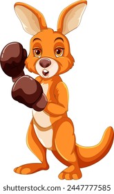 Animated kangaroo with boxing gloves ready to fight