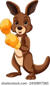 Animated kangaroo with boxing gloves ready to fight