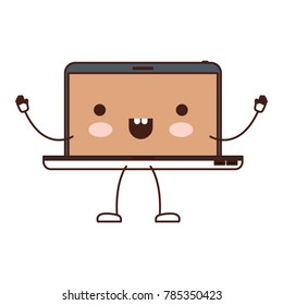 animated kawaii laptop computer in colorful silhouette