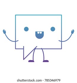 animated kawaii square dialogue speech with tail in degraded blue to purple color contour