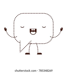 animated kawaii square dialogue speech and rounded with tail in monochrome dotted silhouette
