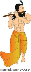 Dibujo animado de Krishna con flauta
