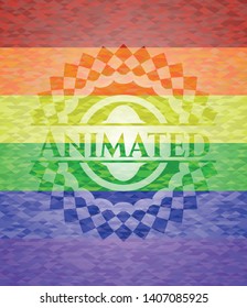 Animated lgbt colors emblem. Vector Illustration. Mosaic.