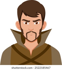 Animated medieval warrior with serious expression