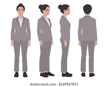 Animated Office Lady in Formal Coat and Pants, 2D Vector Poses for Corporate Use, Marketing Content, and Digital Art Projects