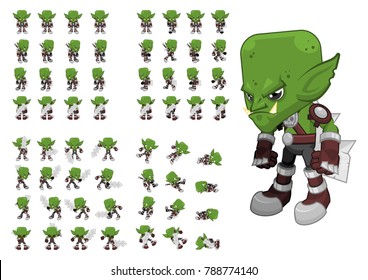 Animated orc character for creating fantasy medieval video games