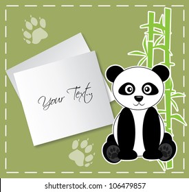 Animated Panda Bear With Blank Paper For Message