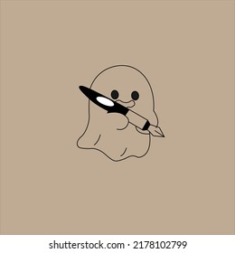 Animated Picture Of Ghost Holding A Pen