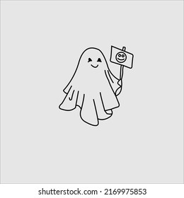 Animated Picture Of A Ghost Holding A Stick With A Smile On It