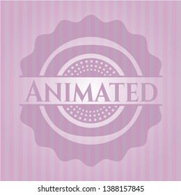 Animated pink emblem. Retro. Vector Illustration. Detailed.