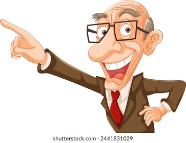 Animated professor character gesturing with enthusiasm