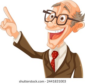 Animated professor character gesturing with excitement