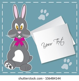 animated rabbit with blank paper for message