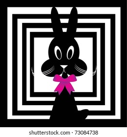 animated rabbit with pink ribbon
