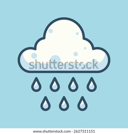Animated rain cloud showers droplets cartoon flat design illustration