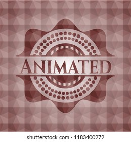 Animated red badge with geometric background. Seamless.