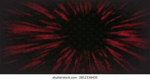 Animated red color optical fiber rays speedily running illustration background.
