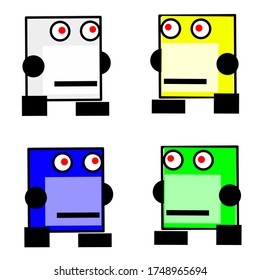 Animated robot characters to create 2d video games. colorful robot