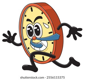 Animated Running Clock Character Illustration