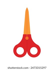 Animated School stationery items list for students, red scissors graphic vector elements decoration for back to school banner illustration isolated on transparent background