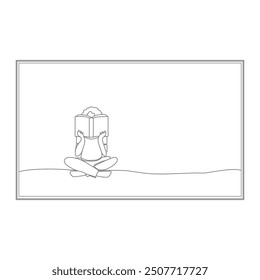 Animated self drawing of single line drawing Arab man, or woman sitting on and reading a book. High interest in reading. Opening horizons of thinking. Festival. Full length single line animation.