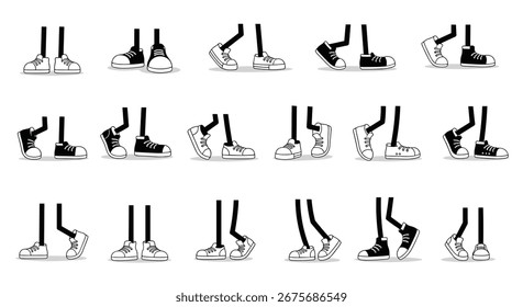 Sequência animada representando os estágios do movimento de caminhada humano