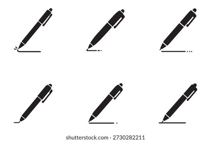Animated sequence of a pen writing dots on a transparent background