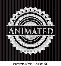 Animated silver badge. Vector Illustration. Mosaic.