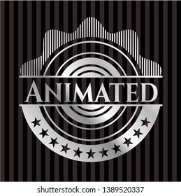 Animated silvery shiny badge. Vector Illustration. Mosaic.