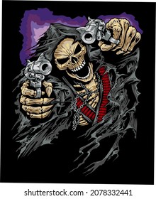 
Animated Skull Man Shooting Vector