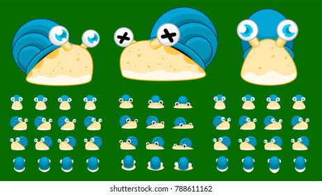 Animated snail character for creating adventure video games