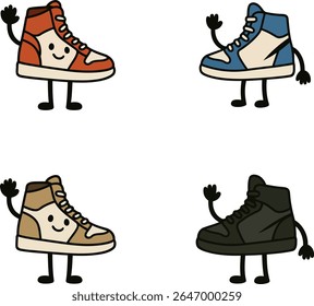 Animated Sneaker Characters Waving Hello
