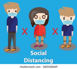 Animated Social Distancing Vector Keep Physical Stock Vector (Royalty ...