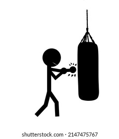 Animated stickman punching vector illustration 