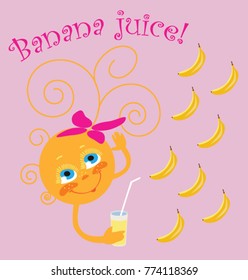animated sun with banana juice and text