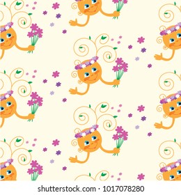Animated sun with a bouquet of flowers