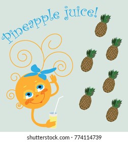 animated sun with pineapple juice and text