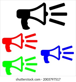 Animated symbol of megaphone. Concept of news, announce, propaganda, promotion, broadcast, media, message. Vector isolated on white background.