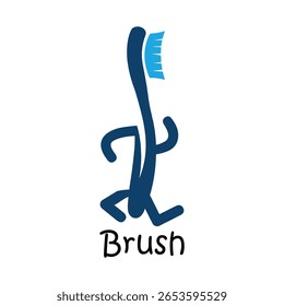 Animated Toothbrush Character with Happy Expression and Upbeat Presentation Stands Out against a White Backdrop