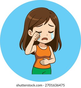 Vetor animado de uma menina chorando, arquivo EPS de alta resolução