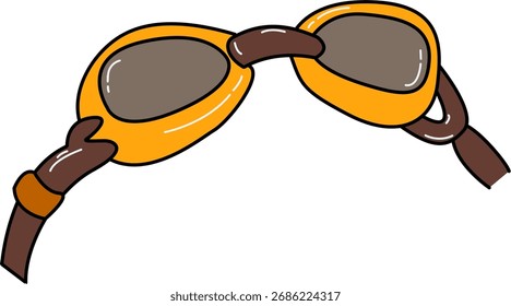 animated vector design of brown swimming goggles