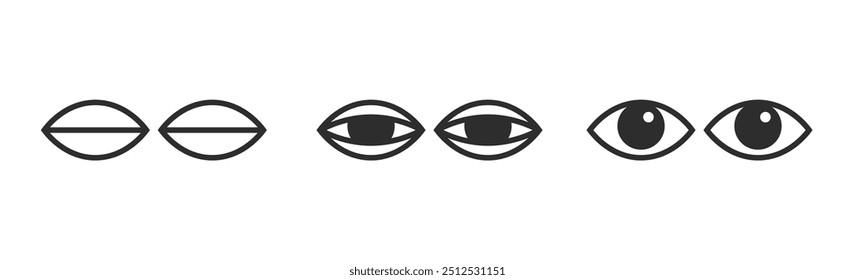 animated Vector eyes set eyes opening steps closed eye open eyes vector for animation human eyes blinking or opening illustration