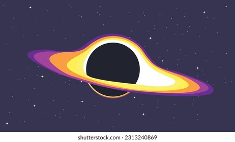 Animated Vector Illustration of Black Hole in Starry Sky - Space Animation for Stock Images, Footage, and Science Education - Cosmic Singularity and Enigmatic Phenomenon