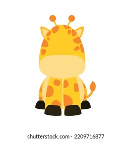 Animated Vector Illustration Of A Cute Funny Little Giraffe Wild Animal. Isolated Objects. No Face Style Flat Design. Concept For Children Print