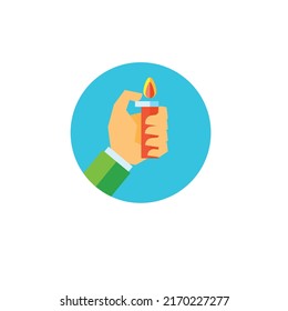 Animated vector illustration design of a hand holding a lighter