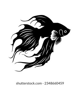 Animated vector illustration of ornamental fish in black on a white background